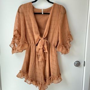 Brown Flowy Romper
